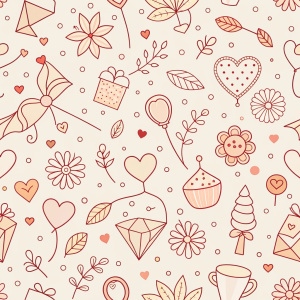 valentine day minimalist doodles for seamless pattern tile, light background