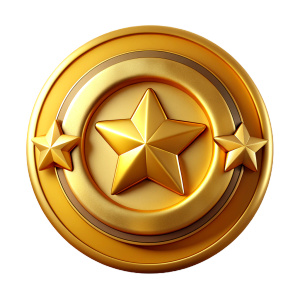 Real Gold ultra high definition Coin badge with "POKERSTAR"text at the centre and stars at the circumference