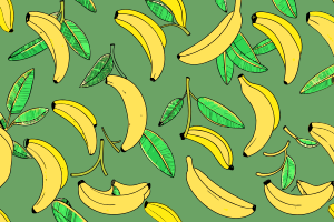 Bananas on a blue background. Vector seamless pattern with fruits. Digital paper