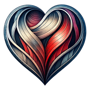 Style stickers. Create a heart shape with clean lines and smooth .Experiment with negative space to create an additional shape within the heart. Apply a subtle gradient to the heart symbol for a modern touch. Black and red only. White background, No Background, vector, 8K.