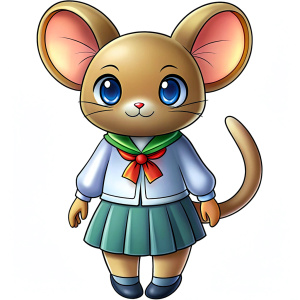 anthropomorphic mouse in school uniform