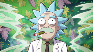 rick from rick and morty smoking weed