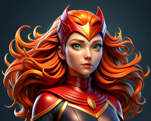 
scarlet witch with fiery hair