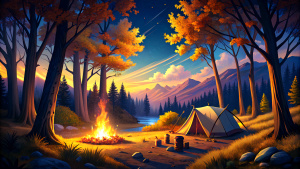 camping in the fall at night