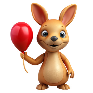 cute kangaroo holding a balloon