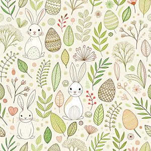 easter minimalist doodles seamless pattern tile, white ground