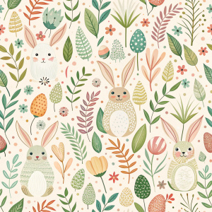 easter minimalist doodles seamless pattern tile, white ground