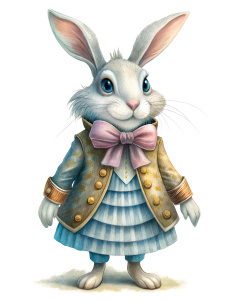 wonderland bunny on a white background




