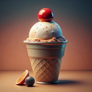 גלידה עם כדור אחד קטן בתוך כוס