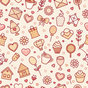 valentine day minimalist doodles for seamless pattern tile, light background