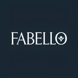 The 'Fabello' brand logo in sleek, modern sans-serif font. Clean and minimalist design. Dark background