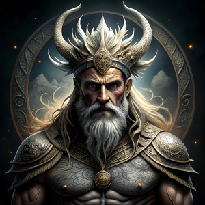 Nordic God Njörd, The Norse Sea God - perfect realistic art, high-definition grey and black, white background tattoo design