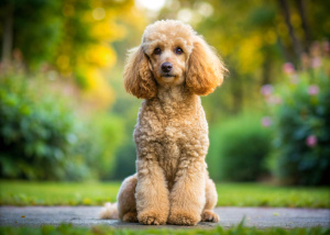 faça um cachorro poodle sentado