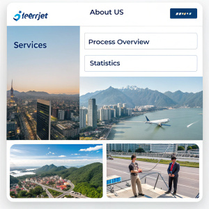 Homepage of Interjet's website featuring key sections including About Us, Services, Process Overview, and Statistics.