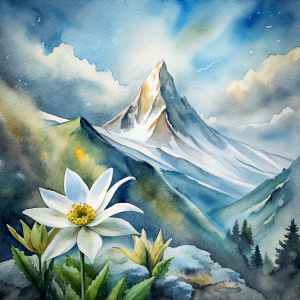 edelweiss flourishing in front of matterhorn mount