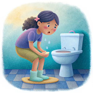 chica vomitando en el baño