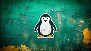 Street art dirt wall minimal "LINUX" TUX Logo