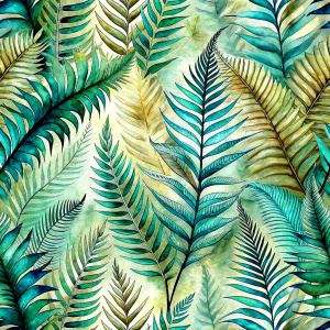 white and clears backgraunds.ferns and sparsely placed tropical leaves.only
 . laying repeat