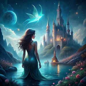 mermed  looks at the prince`s castle