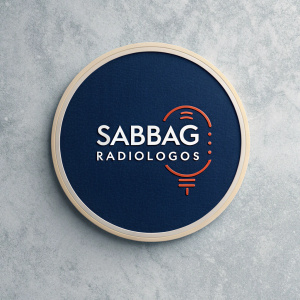 Sabbag Radiologos logo featuring a minimalist design. Dark blue backdrop with light gray border. The logo is centered with a distinctive mark, representing the brand's identity. Ideal for digital and print media, it exudes professionalism and visibility.