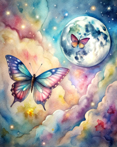 Luna y mariposa
