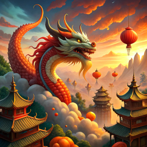 dragon flying to Chinese new year