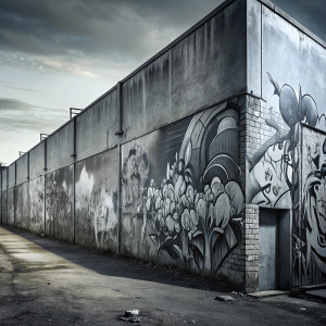 create a gray wall with a ghetto style graffiti, in 8k