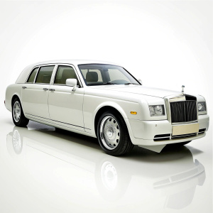 Rolls Roice white limousine on a white background