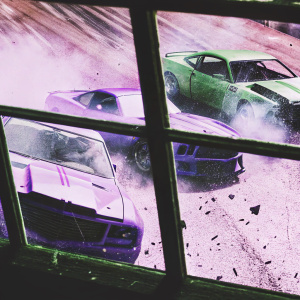 Cover art for Flatout Ultimate Carnage, a PC game. Multiple cars in a chaotic crash scene.