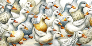 many crazy ducks pattern white background