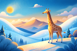 giraffe sunny winter day