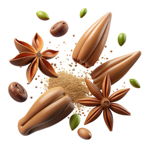 different spices flying in the air