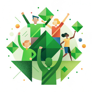 Make an abstract geometric shapes. Victory celebration. People cheering ...