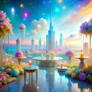 close masterpiece  dreamland light soft color PRISM Effect skyscraper furnitures room full of sea water clouds flowers   ultra intense crystal effect ultra glitter Photoshop Photo Manipulations  Holographic liquid Patent Spandex Vinyl   Dreamscape     very much glitter sparkly fantasized glam Sprinkle Shimmering Bioluminescent fairytale masterpiece  Magical   Shimmering   Ultra iridescence UV Glow Rainbow