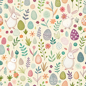 easter minimalist doodles seamless pattern tile, white ground