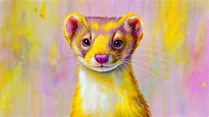 yellow weasel with human head