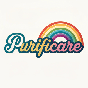 Purificare's reimagined logo. Vibrant, colorful gradient font with playful curves. Distinctive and eye-catching, blending modernity with creativity.