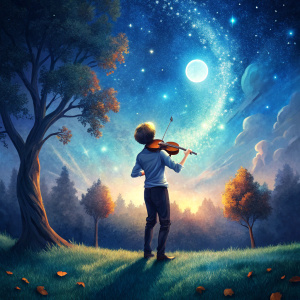 The night the sky was full of stars Cricket plays the violin. The wind blows the leaves.