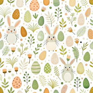 easter minimalist doodles seamless pattern tile, white ground