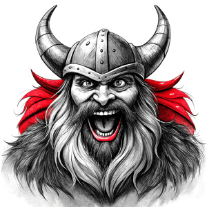 happy viking perfect realistic art, high-definition, high-definition grey and black, white background 