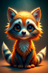 an image of a cute raccoon with bright eyes and a fluffy tail. I'd like its soft fur to visually resemble the texture of wood, emphasizing the eco-friendliness and use of natural materials in construction. Let it wear a costume made of logs or timber to emphasize the connection with wooden construction. It's essential that its cheerful eyes express joy and friendliness to create a positive impression and establish a connection with clients