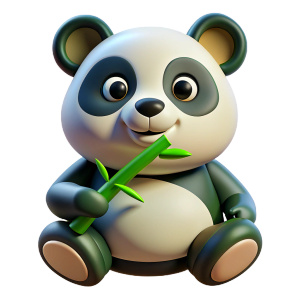cute panda eating bamboo