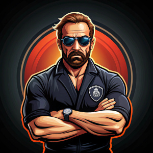 Icon: Chuck norris as a bodyguard, crossed arms