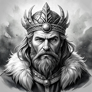 Nordic Surt - Ruler of Muspellsheim - perfect realistic art, high-definition grey and black, white background tattoo design