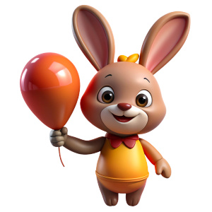 cute rabbit holding a balloon