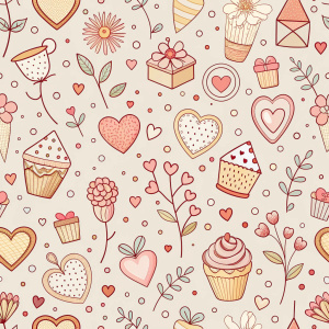 valentine day minimalist doodles for seamless pattern tile, light background