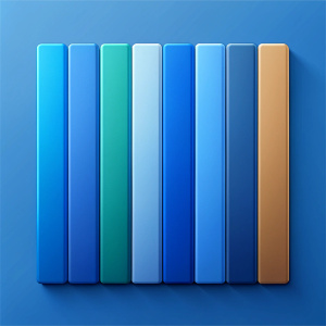 a palette of colors for brandbook, blue shades, five stripes of different colors, matching colors, corporate colors