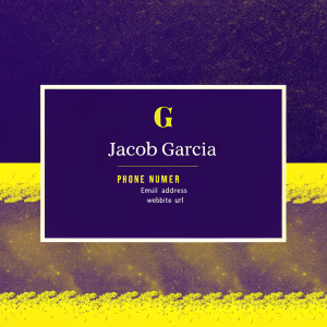 Modern business card design featuring Jacob Garcia. Standout logo and contact details including phone number, email address, and website URL.