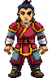 Chinese swordsman's entire body