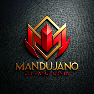 Create a logo with the word "MANDUJANO" center that has elegance and colors such as gold, red black and silver.

